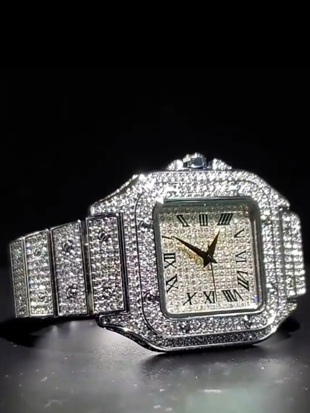 Iced Out VVS Square Roman Dial Gold | Stainless Steel Bust Down Watch (NWOT) - Picture 7 of 8